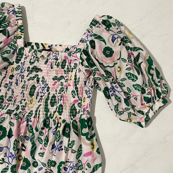 Jesse Zhao New York Emerald Smocked Puff Sleeve Midi Dress Size Small - Picture 5 of 7